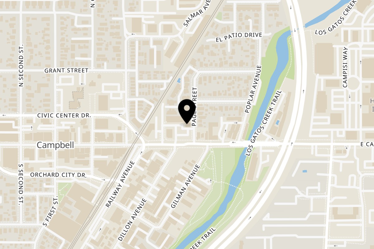 Map showing the location of Best Artisan Empanadas on 533 E Campbell Ave in Campbell